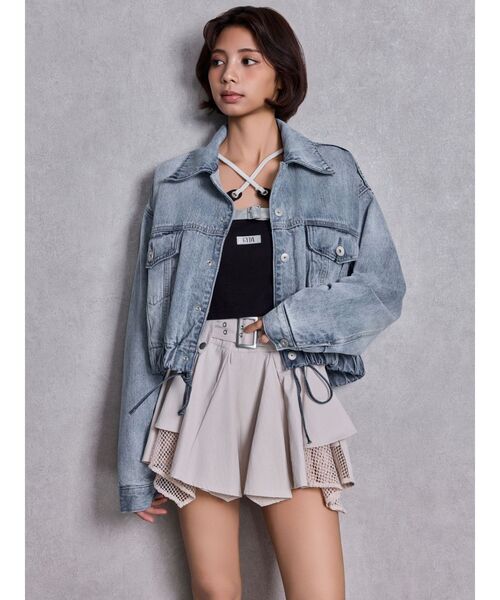 GYDA（ジェイダ）の「reversible chain Symmetry GYDAショートデニムGジャン（デニムジャケット・レディース・ライトブルー/ブルー・FREE）」の7枚目の写真