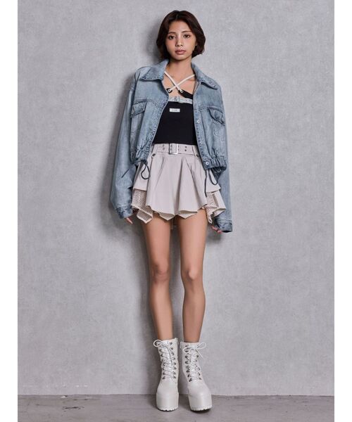 GYDA（ジェイダ）の「reversible chain Symmetry GYDAショートデニムGジャン（デニムジャケット・レディース・ライトブルー/ブルー・FREE）」の9枚目の写真