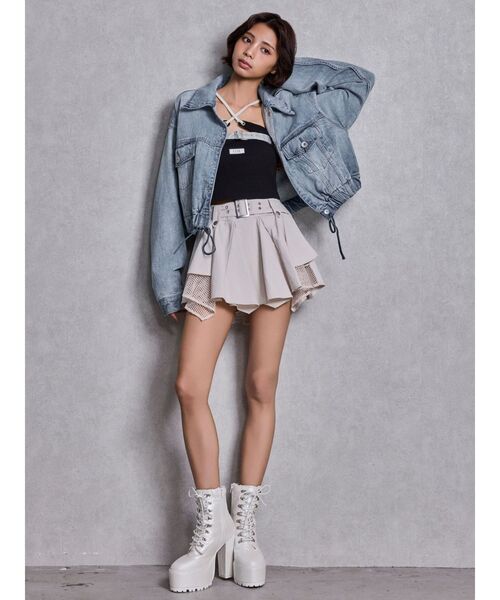 GYDA（ジェイダ）の「reversible chain Symmetry GYDAショートデニムGジャン（デニムジャケット・レディース・ライトブルー/ブルー・FREE）」の10枚目の写真