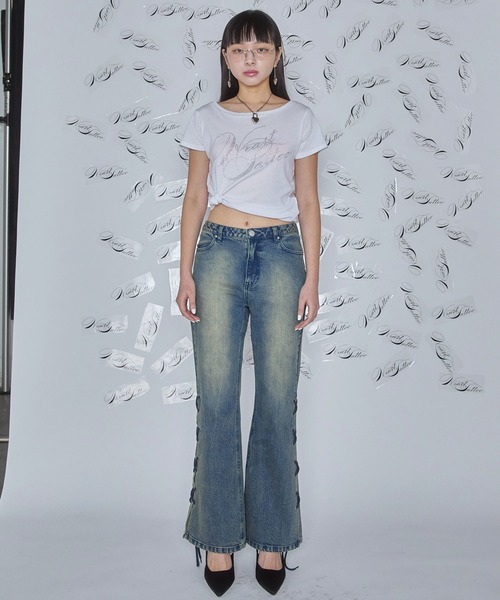 Heart Tattoo(ハートタトゥー)の「lace up flare denim / レースアップフレアデニム(デニムパンツ・レディース・ブラック系/ブルー系・0/1)」の9枚目の写真