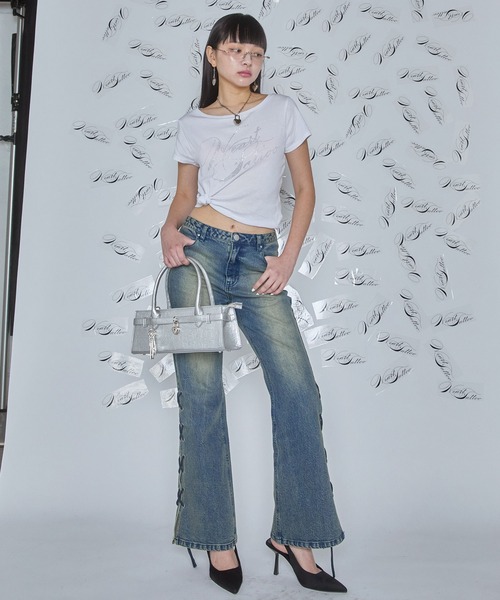 Heart Tattoo(ハートタトゥー)の「lace up flare denim / レースアップフレアデニム(デニムパンツ・レディース・ブラック系/ブルー系・0/1)」の11枚目の写真