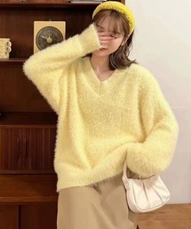 シャギーニットトップスふわふわニット秋冬