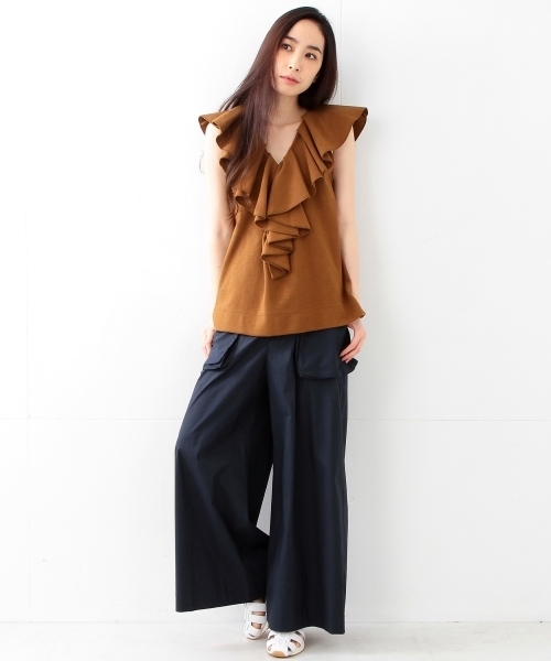 Ray BEAMS(レイビームス)の「RBS / パッチポケット ワイドパンツ(その他パンツ・レディース・ベージュ/ネイビー・0/1)」の22枚目の写真