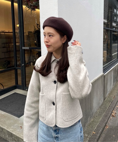 Amiur(エミレ)の「compact felt beret / コンパクトフェルトベレー(ハンチング/ベレー帽・レディース・ブラウン/チャコール/ブラック・FREE)」の1枚目の写真