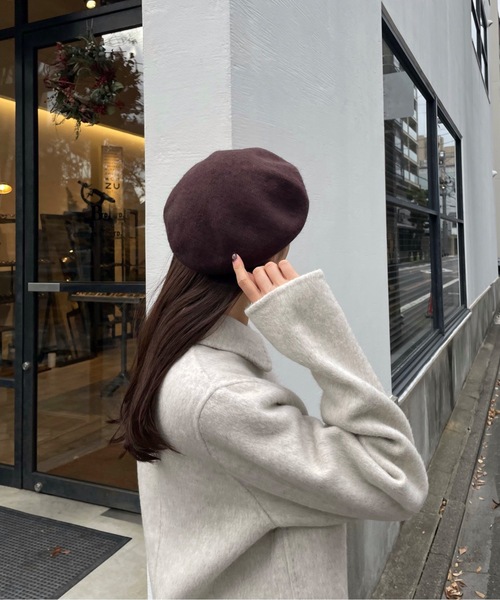 Amiur(エミレ)の「compact felt beret / コンパクトフェルトベレー(ハンチング/ベレー帽・レディース・ブラウン/チャコール/ブラック・FREE)」の8枚目の写真