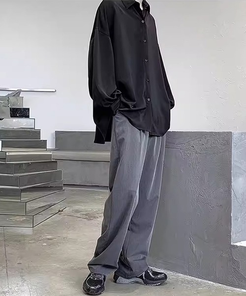 WESTBOY（ウエストボーイ）の「ネクタイ付き オーバーサイズ とろみ シャツ WO25W15TP02（シャツ/ブラウス・メンズ・ブラック/ホワイト・XL/M/L）」の13枚目の写真