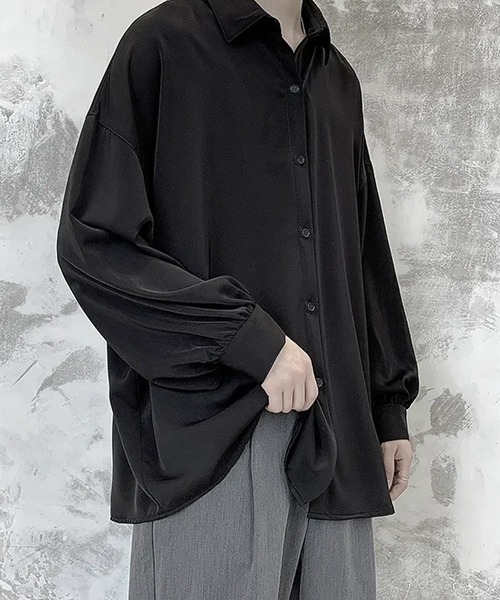 WESTBOY（ウエストボーイ）の「ネクタイ付き オーバーサイズ とろみ シャツ WO25W15TP02（シャツ/ブラウス・メンズ・ブラック/ホワイト・XL/M/L）」の14枚目の写真