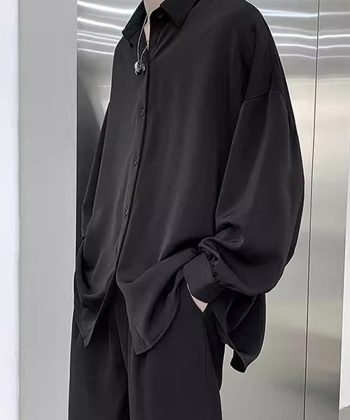 WESTBOY（ウエストボーイ）の「ネクタイ付き オーバーサイズ とろみ シャツ WO25W15TP02（シャツ/ブラウス・メンズ・ブラック/ホワイト・XL/M/L）」の18枚目の写真