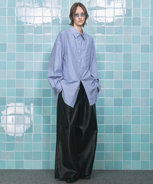 MAISON SPECIAL（メゾンスペシャル）の「《UNISEX》120/2 Suvin Cotton Typewriter Prime-Over Shirt Coat/スビンコットンタイプライタープライムオーバーシャツコート【MAISON SPECIAL/メゾンスペシャル】（シャツ/ブラウス・メンズ・グレー/ブルー/ホワイト/ブラック/ライトブルー/サックスブルー/スカイブルー・0/1/2）」の19枚目の写真