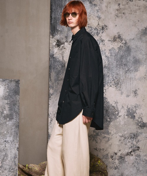 MAISON SPECIAL（メゾンスペシャル）の「《UNISEX》120/2 Suvin Cotton Typewriter Prime-Over Shirt Coat/スビンコットンタイプライタープライムオーバーシャツコート【MAISON SPECIAL/メゾンスペシャル】（シャツ/ブラウス・メンズ・グレー/ブルー/ホワイト/ブラック/ライトブルー/サックスブルー/スカイブルー・0/1/2）」の10枚目の写真