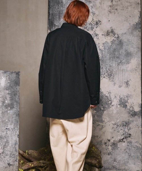 MAISON SPECIAL（メゾンスペシャル）の「《UNISEX》120/2 Suvin Cotton Typewriter Prime-Over Shirt Coat/スビンコットンタイプライタープライムオーバーシャツコート【MAISON SPECIAL/メゾンスペシャル】（シャツ/ブラウス・メンズ・グレー/ブルー/ホワイト/ブラック/ライトブルー/サックスブルー/スカイブルー・0/1/2）」の11枚目の写真