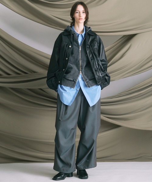 MAISON SPECIAL（メゾンスペシャル）の「《UNISEX》120/2 Suvin Cotton Typewriter Prime-Over Shirt Coat/スビンコットンタイプライタープライムオーバーシャツコート【MAISON SPECIAL/メゾンスペシャル】（シャツ/ブラウス・メンズ・グレー/ブルー/ホワイト/ブラック/ライトブルー/サックスブルー/スカイブルー・0/1/2）」の14枚目の写真