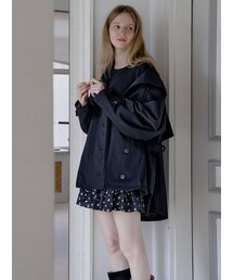 Oversize Half Trench Coat - BLACK