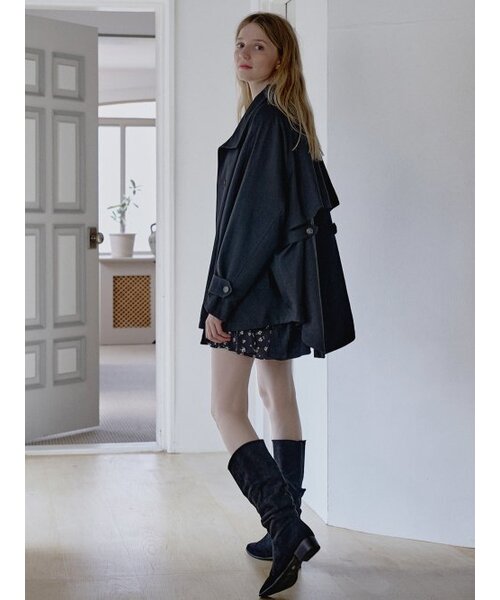 AVANT-G(アバン)の「Oversize Half Trench Coat - BLACK(ミリタリージャケット・レディース・その他・FREE)」の5枚目の写真