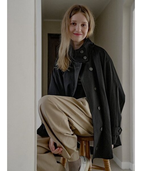 AVANT-G(アバン)の「Oversize Half Trench Coat - BLACK(ミリタリージャケット・レディース・その他・FREE)」の7枚目の写真