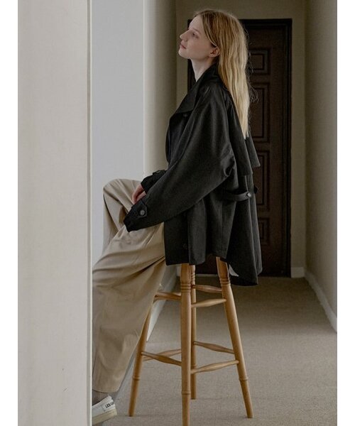 AVANT-G(アバン)の「Oversize Half Trench Coat - BLACK(ミリタリージャケット・レディース・その他・FREE)」の8枚目の写真