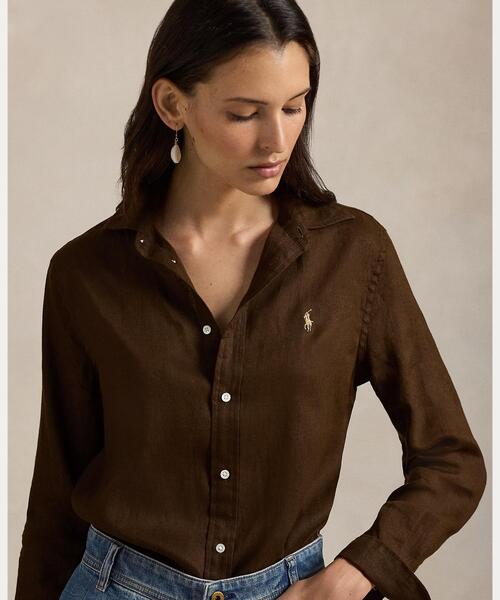 POLO RALPH LAUREN（ポロ ラルフ ローレン）の「クラシック フィット リネン シャツ（シャツ/ブラウス・レディース・ブラウン系・L/M/S/XS）」の5枚目の写真