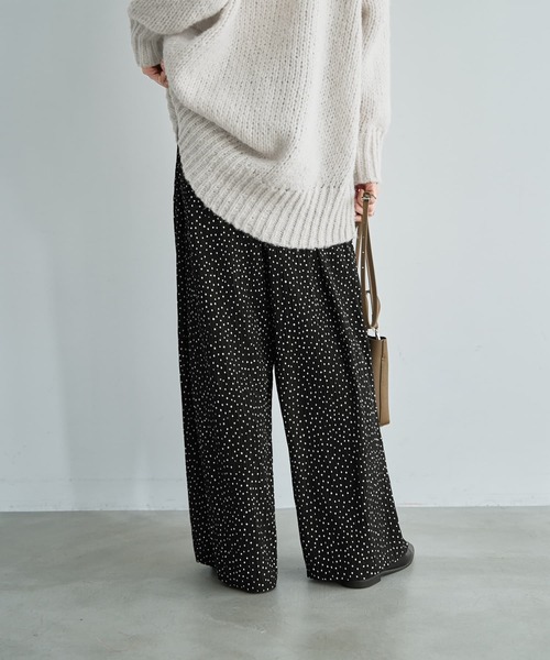 STYLE DELI(スタイルデリ)の「【LUXE】楊柳スモールドット柄プリーツパンツ(その他パンツ・レディース・ブラック・01/02)」の5枚目の写真