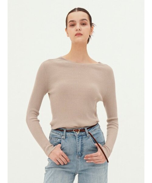 ACUD(アクド)の「Round Neck Ribbed Knit _Beige(ニット/セーター・レディース・ベージュ・FREE)」の2枚目の写真