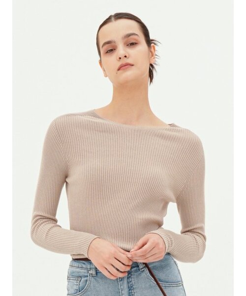ACUD(アクド)の「Round Neck Ribbed Knit _Beige(ニット/セーター・レディース・ベージュ・FREE)」の3枚目の写真