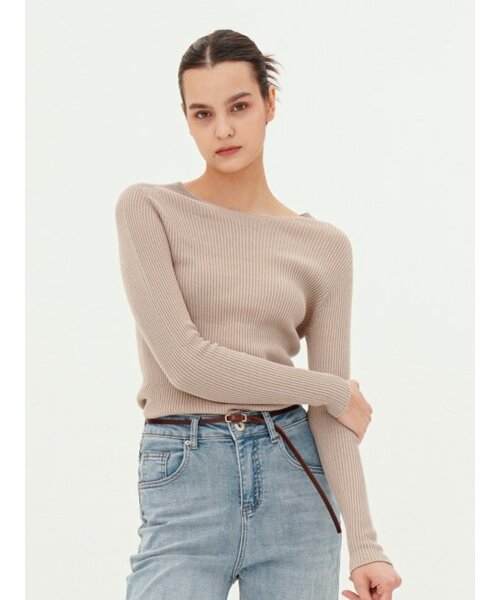 ACUD(アクド)の「Round Neck Ribbed Knit _Beige(ニット/セーター・レディース・ベージュ・FREE)」の4枚目の写真