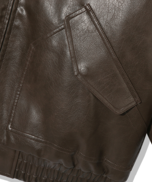 TRILLION(トリリオン)の「フリースカラーフライトレザージャケット_ブラウン(ムートンコート・メンズ・その他・M/L/XL)」の9枚目の写真