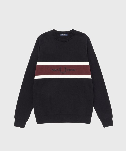 FRED PERRY(フレッドペリー)の「Embroidered Panel Jumper/刺繍パネルニット(ニット/セーター・メンズ・ブラック・M/L)」の5枚目の写真