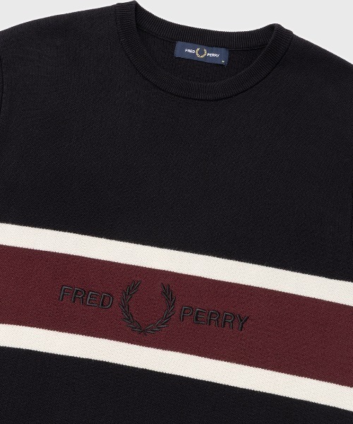 FRED PERRY(フレッドペリー)の「Embroidered Panel Jumper/刺繍パネルニット(ニット/セーター・メンズ・ブラック・M/L)」の7枚目の写真