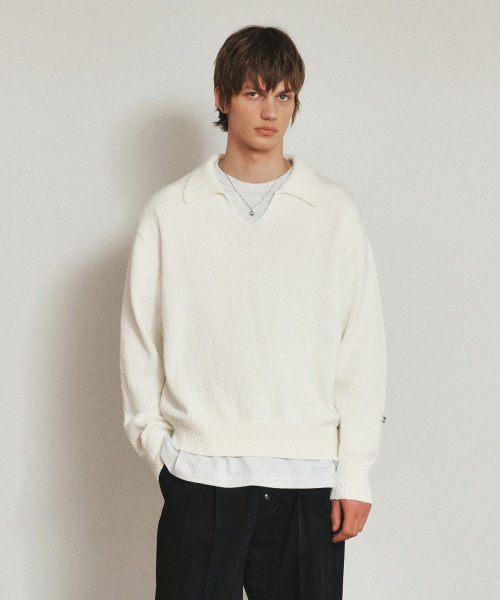 COTTON KNIT SCALE POLO (OFF WHITER)