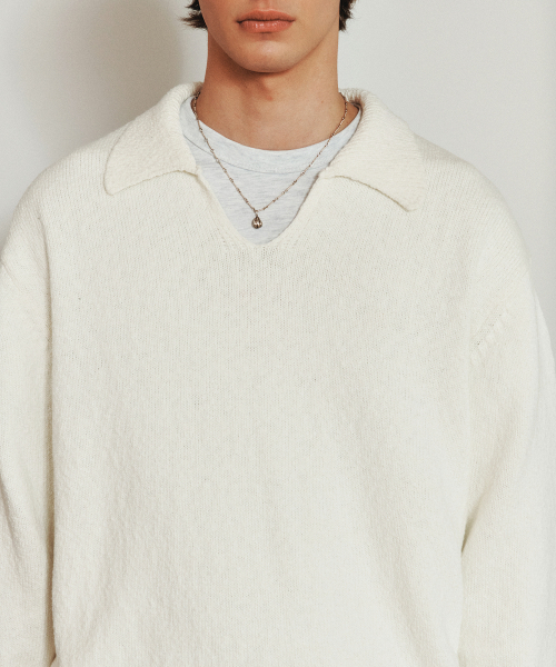 HEUTE(ホイテ)の「COTTON KNIT SCALE POLO (OFF WHITER)(ポロシャツ・メンズ・その他・M)」の4枚目の写真