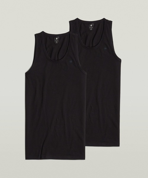 G-STAR（ジースター）の「Base Tank Top 2-Pack/ベーシックワンポイントロゴタンクトップ（タンクトップ・メンズ・ホワイト/ダークブラック・LARGE/MEDIUM/SMALL/X-SMALL/X-LARGE）」の2枚目の写真