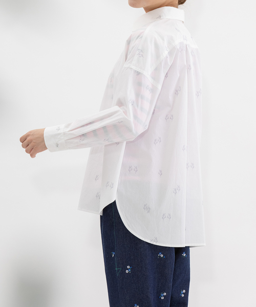 nop de nod（ノップドゥノッド）の「ユーカリプリントオーバーサイズシャツ（シャツ/ブラウス・レディース・ブルー/オフホワイト/スミクロ・M）」の17枚目の写真