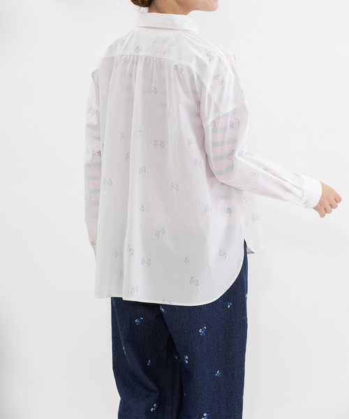 nop de nod（ノップドゥノッド）の「ユーカリプリントオーバーサイズシャツ（シャツ/ブラウス・レディース・ブルー/オフホワイト/スミクロ・M）」の18枚目の写真