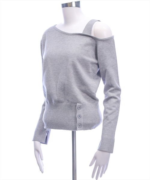 clear（クリア）の「ワンショルダーデザインニットトップス[カジュアル 着回し抜群 大人]≪新作≫（ニット/セーター・レディース・ブラック/レッド/ブラック系その他/グレー・F）」の11枚目の写真