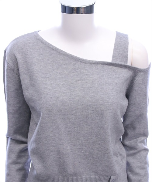 clear（クリア）の「ワンショルダーデザインニットトップス[カジュアル 着回し抜群 大人]≪新作≫（ニット/セーター・レディース・ブラック/レッド/ブラック系その他/グレー・F）」の15枚目の写真