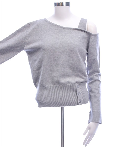 clear（クリア）の「ワンショルダーデザインニットトップス[カジュアル 着回し抜群 大人]≪新作≫（ニット/セーター・レディース・ブラック/レッド/ブラック系その他/グレー・F）」の18枚目の写真