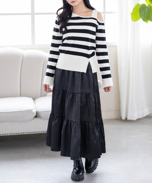 clear（クリア）の「ワンショルダーデザインニットトップス[カジュアル 着回し抜群 大人]≪新作≫（ニット/セーター・レディース・ブラック/レッド/ブラック系その他/グレー・F）」の8枚目の写真