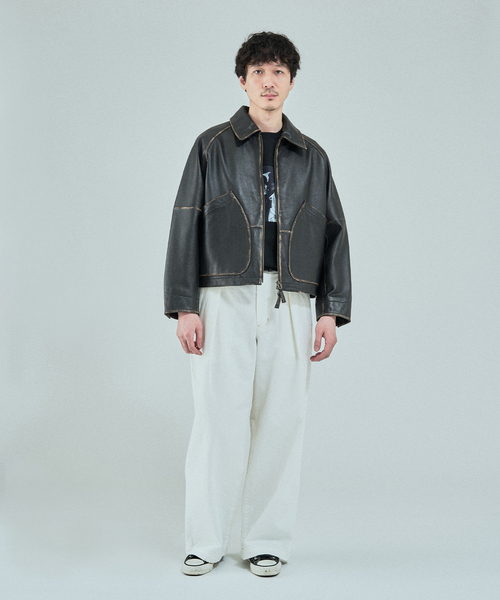 CCU (シーシーユー)の「CCU(シーシーユー) 別注 Sheep "Rub"Leather ブルゾン(ライダースジャケット・メンズ・ブラック系その他・1/2/3)」の8枚目の写真