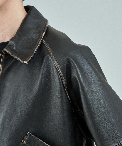 CCU (シーシーユー)の「CCU(シーシーユー) 別注 Sheep "Rub"Leather ブルゾン(ライダースジャケット・メンズ・ブラック系その他・1/2/3)」の16枚目の写真