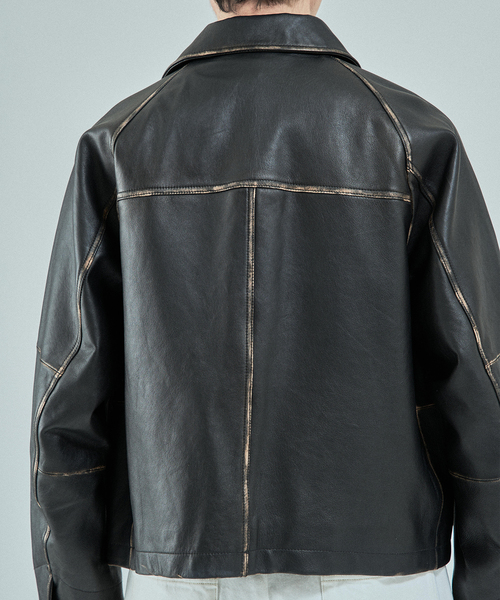 CCU(シーシーユー) 別注 Sheep 'Rub'Leather ブルゾン（ライダース