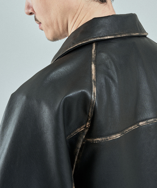 CCU (シーシーユー)の「CCU(シーシーユー) 別注 Sheep "Rub"Leather ブルゾン(ライダースジャケット・メンズ・ブラック系その他・1/2/3)」の20枚目の写真