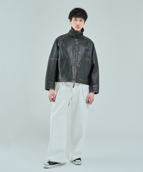 本日迄値下　CCU for ÉDIFICE Sheep Rub Leather CCU(シーシーユー) 別注 Sheep 'Rub'Leather ブルゾン（ライダース