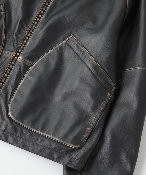 CCU(シーシーユー) 別注 Sheep 'Rub'Leather ブルゾン（ライダース