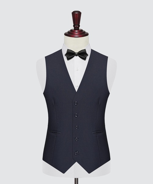 Cloudstyle（クラウドスタイル）の「【Cloudstyle】無地 フォーマル ノーカラー ベスト（スーツベスト・メンズ・グレー/カーキ/ブラック/ネイビー・MEDIUM/LARGE/X-LARGE/XX-LARGE）」の4枚目の写真