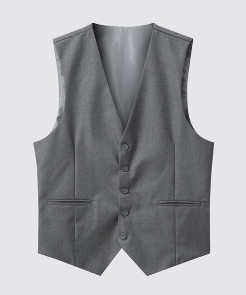 Cloudstyle（クラウドスタイル）の「【Cloudstyle】無地 フォーマル ノーカラー ベスト（スーツベスト・メンズ・グレー/カーキ/ブラック/ネイビー・MEDIUM/LARGE/X-LARGE/XX-LARGE）」の5枚目の写真