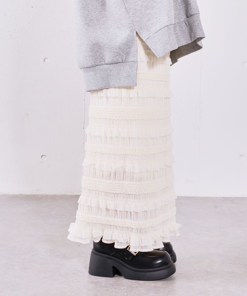 archives(アルシーヴ)の「シャーリングフリルタイトスカート(スカート・レディース・アイボリー/ブラック・MEDIUM)」の6枚目の写真