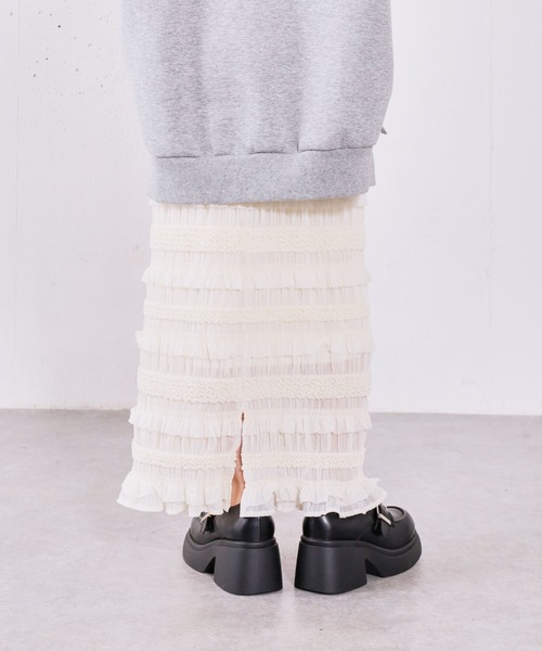 archives(アルシーヴ)の「シャーリングフリルタイトスカート(スカート・レディース・アイボリー/ブラック・MEDIUM)」の7枚目の写真