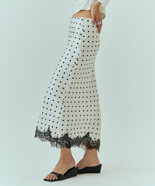 DRWCYS（ドロシーズ）の「ドットレースナロースカート（スカート・レディース・ホワイト/ブラック・FREE）」の3枚目の写真