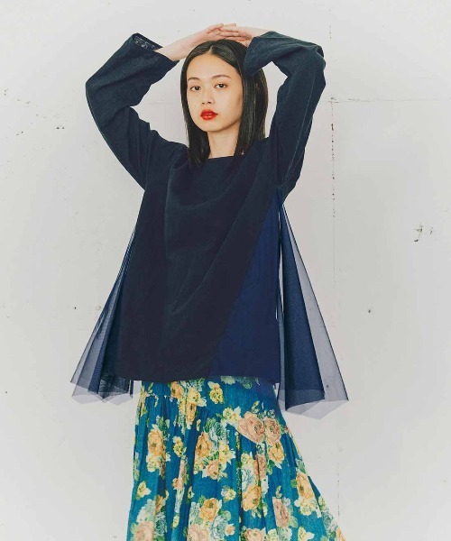 mensha!（メンシャ）の「ｍｅｎｓｈａ！　まるでゴブラン織り！？軽やかガーゼのカーブ＆ギャザースカート（スカート・レディース・ベージュ系その他/ブラック系その他/ブルー系その他・L/LL/M）」の5枚目の写真
