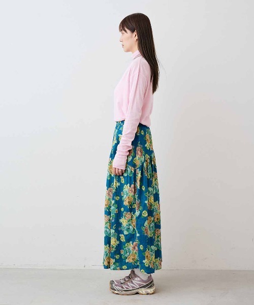 mensha!（メンシャ）の「ｍｅｎｓｈａ！　まるでゴブラン織り！？軽やかガーゼのカーブ＆ギャザースカート（スカート・レディース・ベージュ系その他/ブラック系その他/ブルー系その他・L/LL/M）」の10枚目の写真